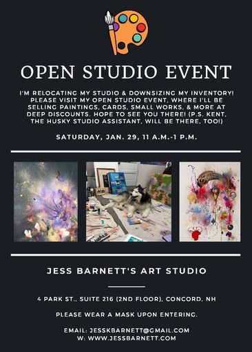 Open Studio Event due to Studio Relocation Jan 29 11 am1 pm
